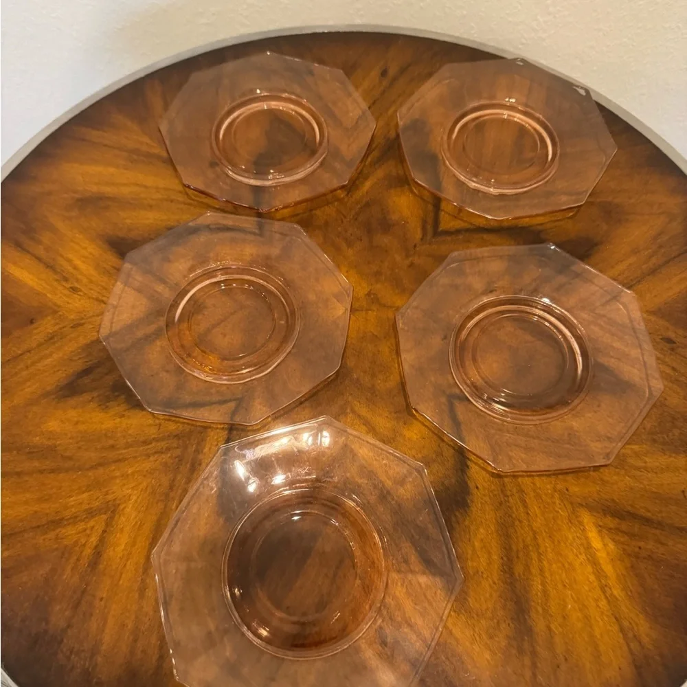 Haisey Pink Flamingo Depression Glass plates 5 8 in  and 5 6 inch beautiful set - Picture 6 of 10